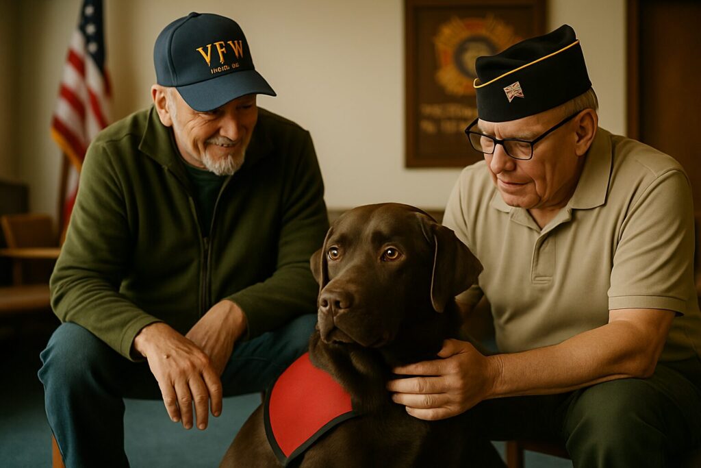 Therapy dog at a veterans center
