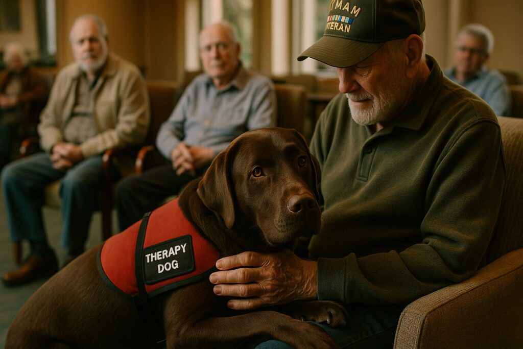 therapy dog at assisted living center
