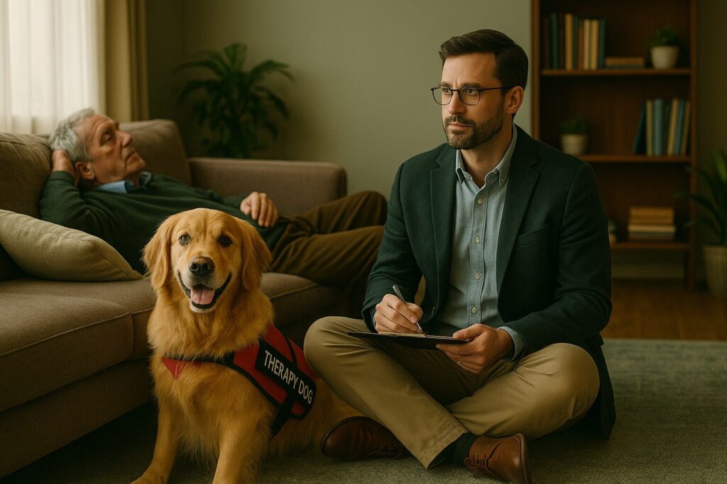 Therapy dog at therapist office