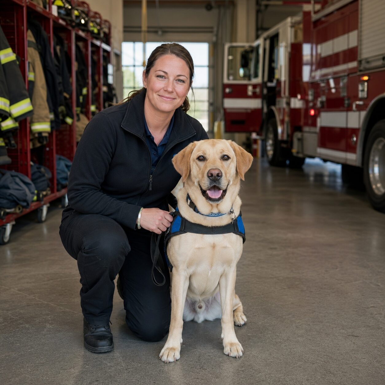 Therapy dog at fire station in Spokane, Washington